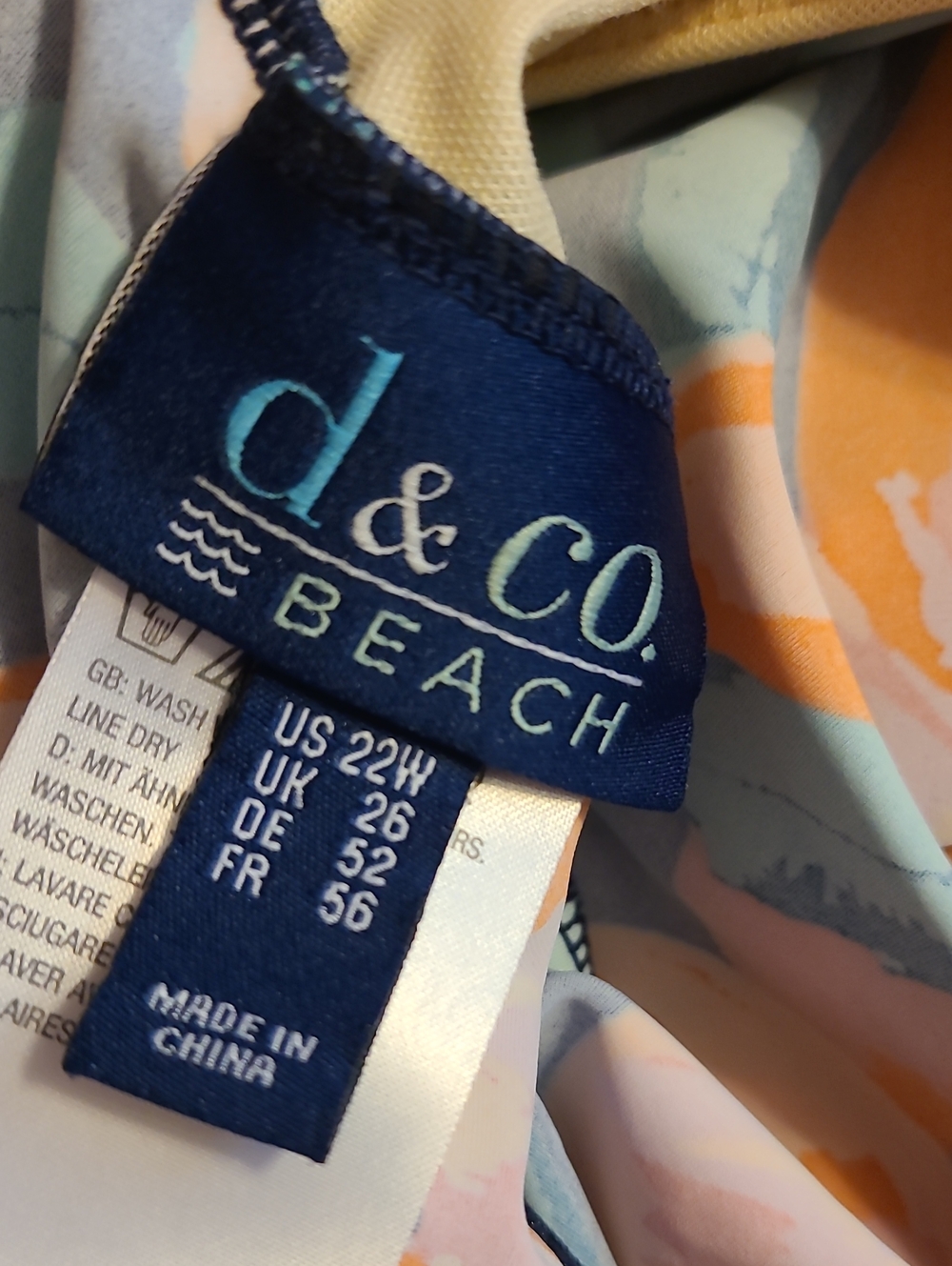 d & Co Women’s Floral High-Neck Swim Tankini Top - Orange/Teal - Picture 2 of 5